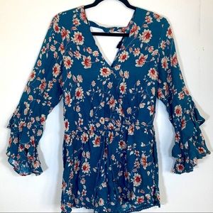 NEW BLUE FLORAL SUMMER ROMPER